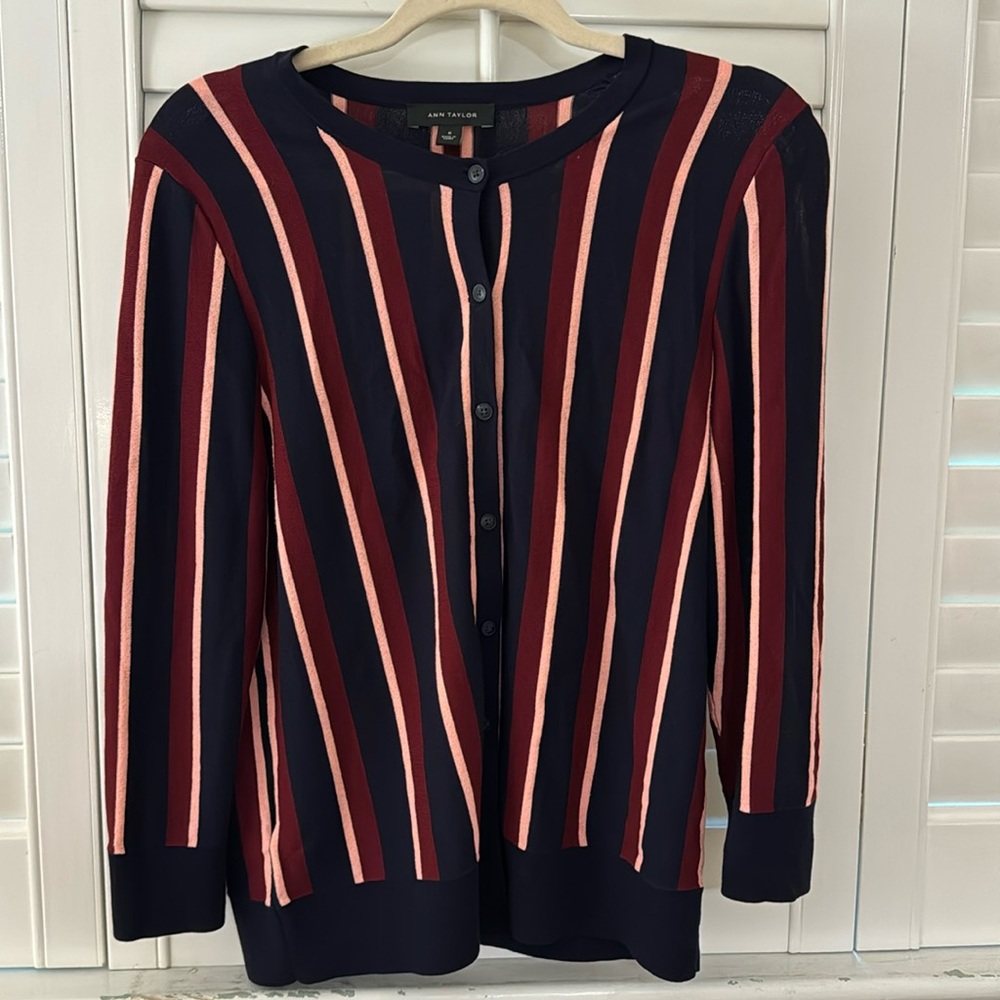 Ann Taylor lightweight striped cardigan
